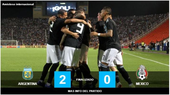 Argentina se impuso a México por 2 a 0