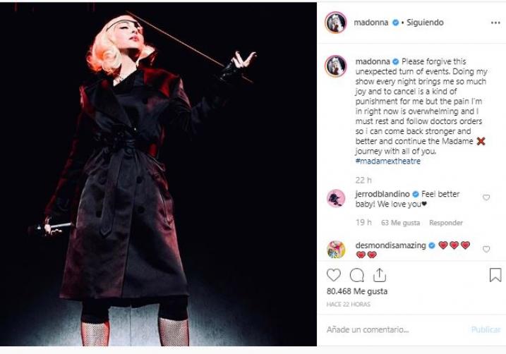 Madonna canceló conciertos por problemas de salud